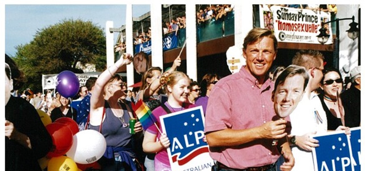 Pride March 2000 image: ALP contingent marching, led by John Thwaites