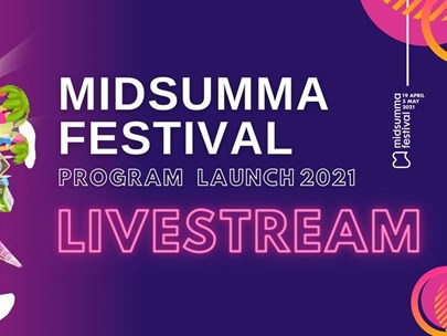 Midsumma 2021 theme on a purple background with text