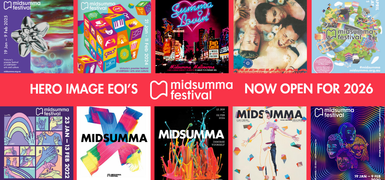 Collage of guide covers from previous Midsumma Festivals
