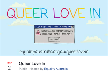 Poster for Equality Australia: 'Queer Love In' 