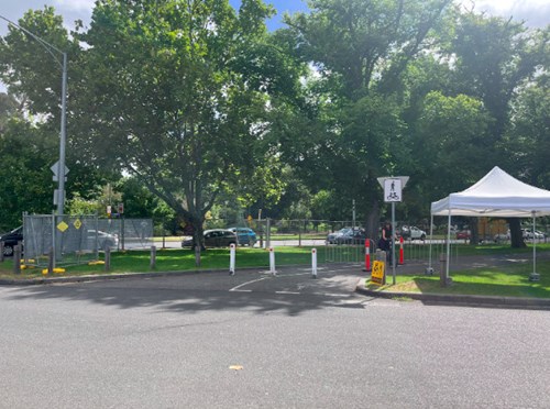 Photo of the marquee at the accessible drop off point