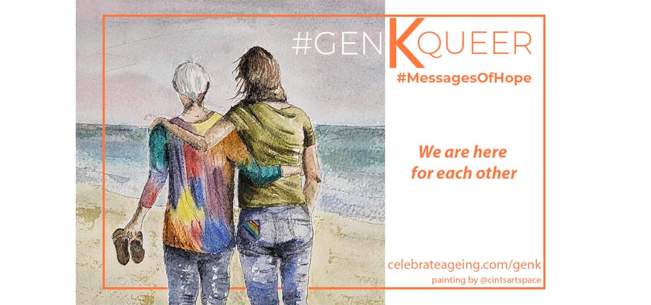 Gen K header tile with text - We are here for each other