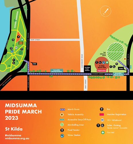 Map of the Midsumma Pride March precinct