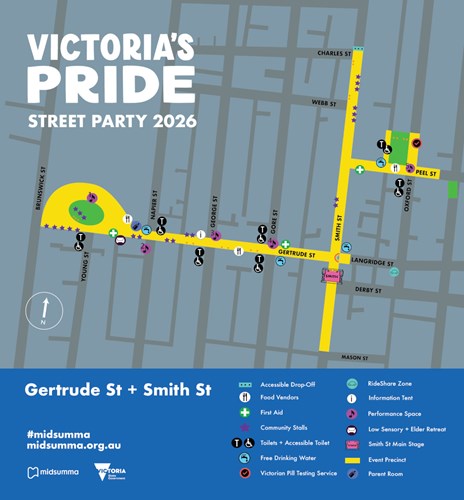 Map of the Victoria Pride precinct