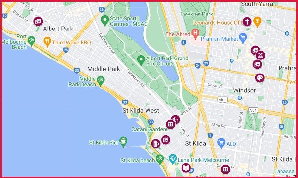 Map showing inner-southern venues