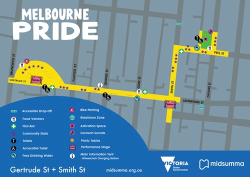 Map of the Melbourne Pride precinct - Gertrude and Smith St, Fitzroy