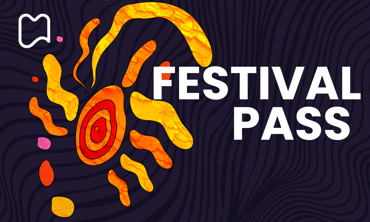 FESTIVAL PASS text in front of part of the theme image of the 2026 festival