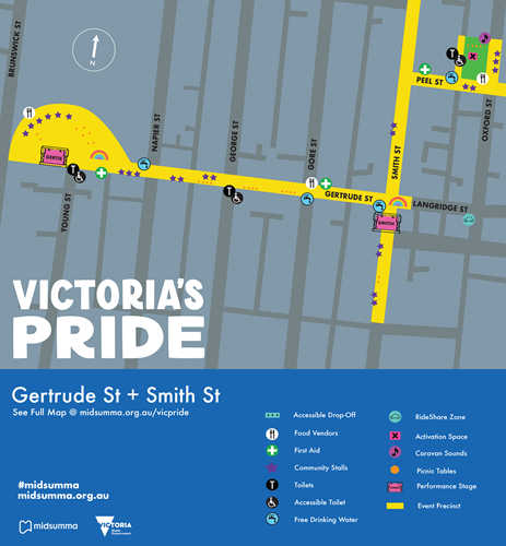 Map of the Victoria's Pride Street Party precinct