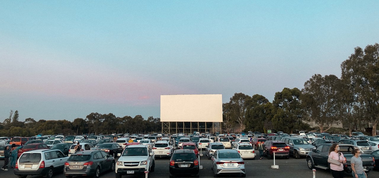 View of cars at the Coburg Drive-in