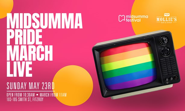 Brochure for Mollie's Midsumma Pride March Watch Party