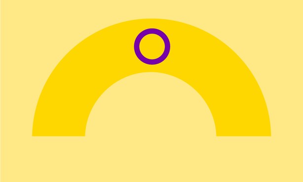 Intersex flag against a lemon background