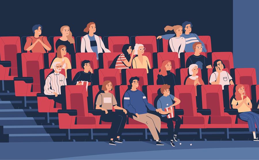 Graphic of a socially-distanced audience