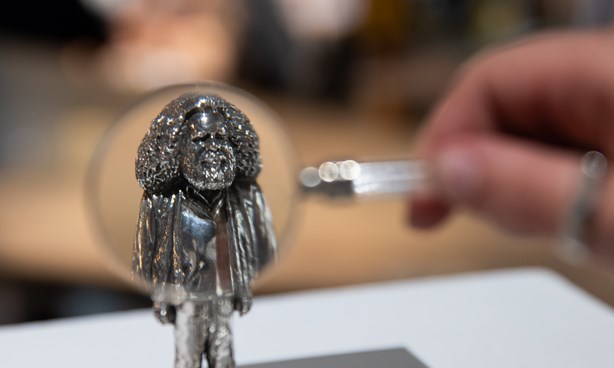 Small silver statue of Uncle Jack Charles