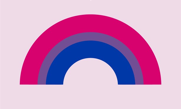 Bisexual Flag against a light mauve background