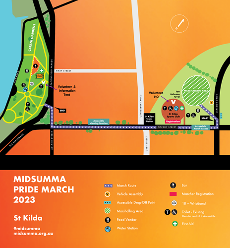 Map of the Midsumma Pride March precinct and route