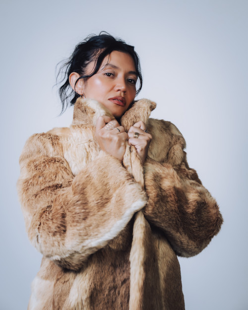 Zalina looking glamorous in a fur coat