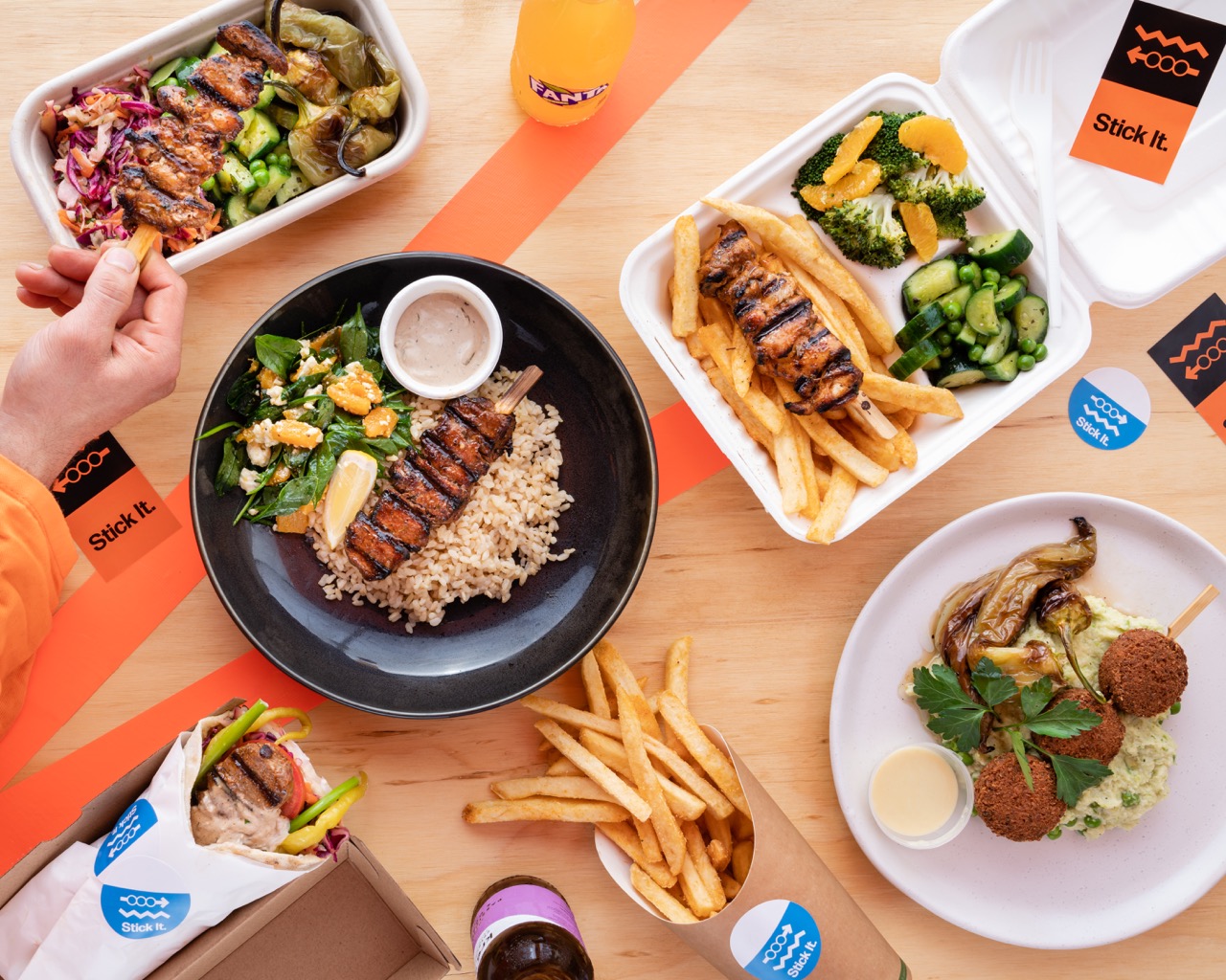 Cluster of platters arranged on