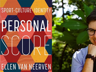 A profile image of a person smiling beside an image of a book cover - the book PERSONAL SCORE sport culture identity