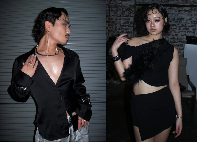 Collage of Jeo and Lexi both dressed in black