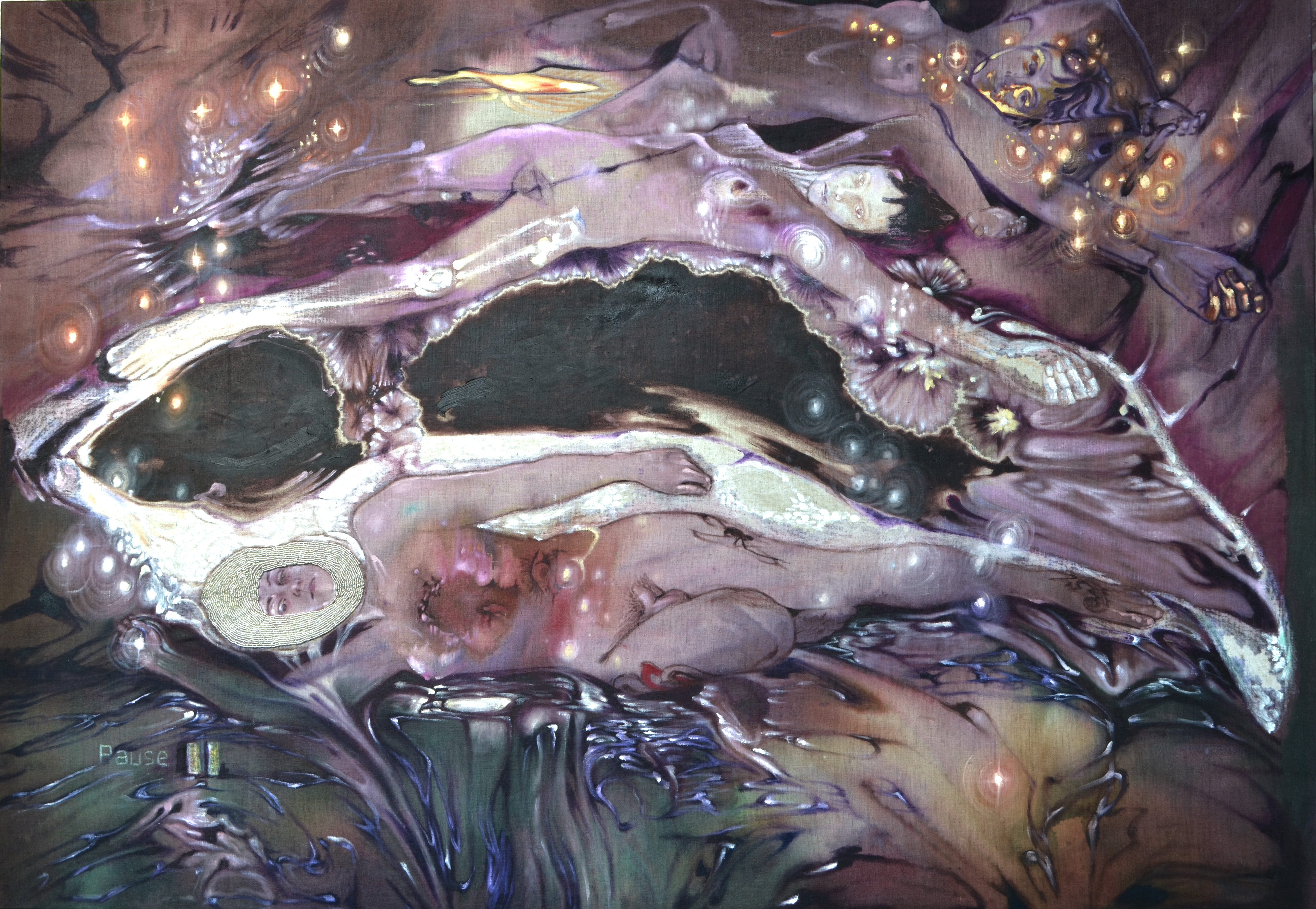 Abstract image of naked female bodies, all intertwined