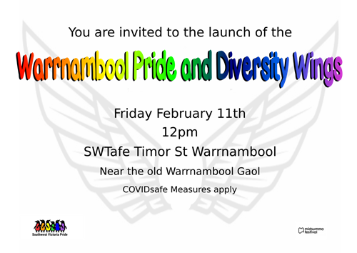 Poster for Warrnambool Pride and Diversity Wings
