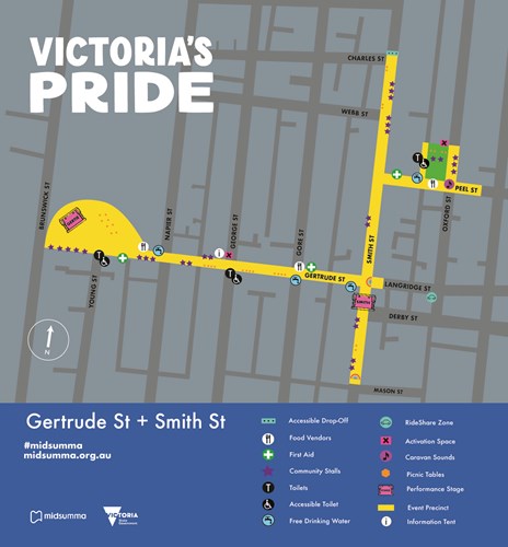 Map of the Victoria's Pride Street Party precinct
