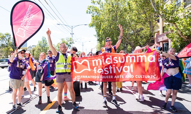 The Midsumma contingent marching at Midsumma Pride March 2022