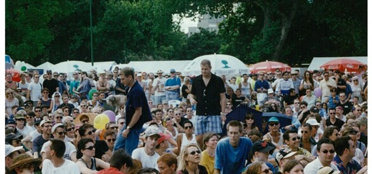 Midsumma Carnival 1996 by Richard Israel and 1997 by Virginia Selleck: the crowd on the lawn at Carnival