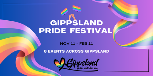 Poster for Gippsland Pride Festival in mauve tones