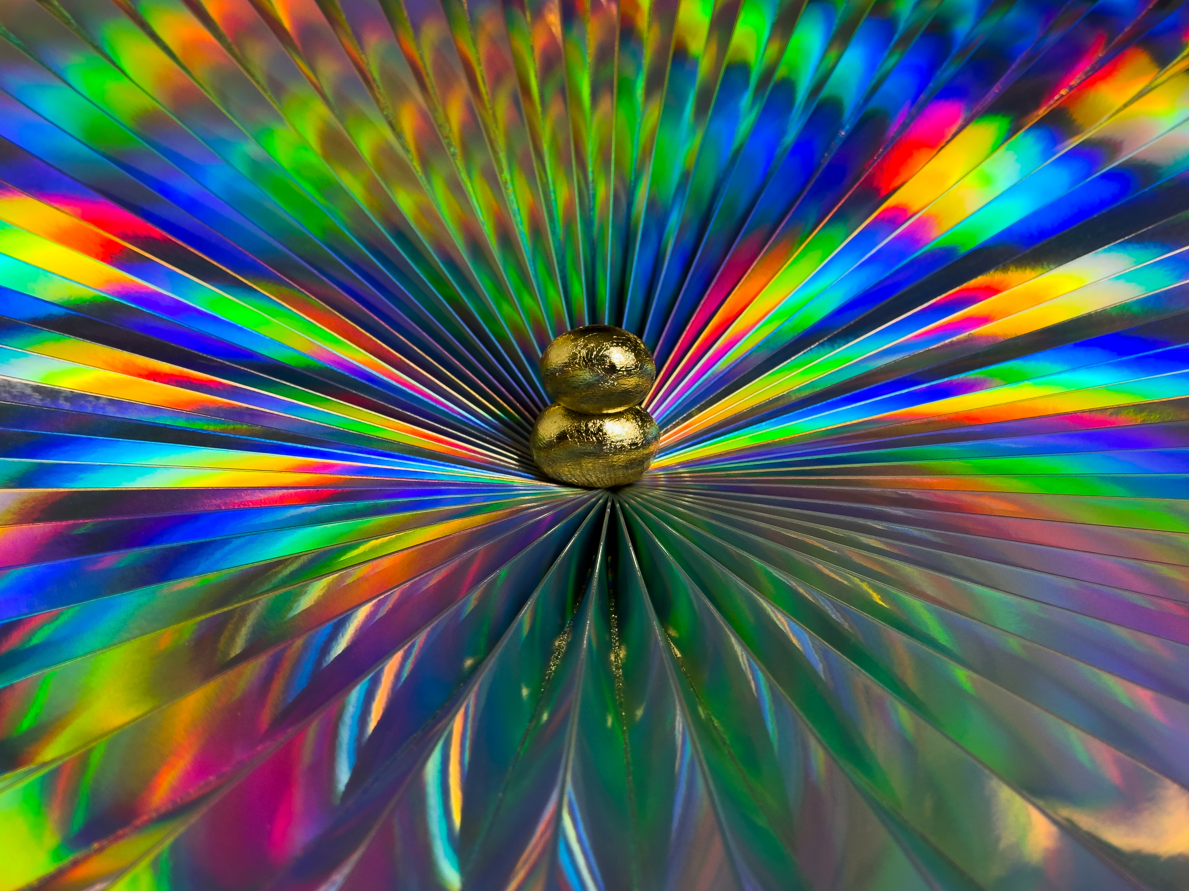 A brilliant kaleidoscope of colours - a bit like a bird with rainbow feathers surrounding it