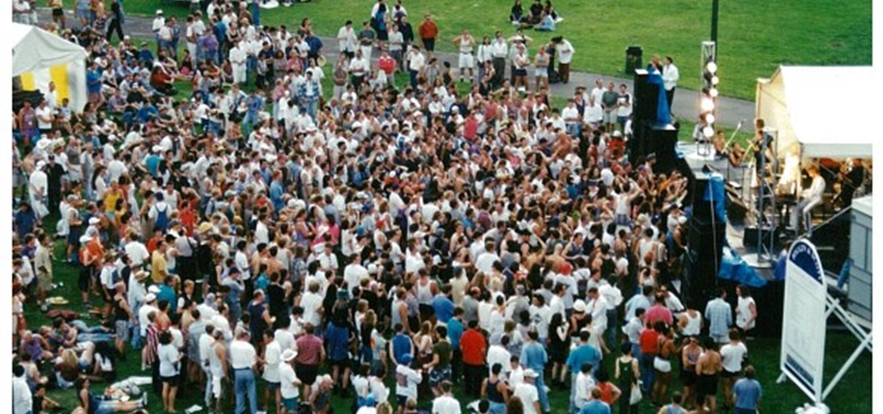 Midsumma Carnival 1996 by Richard Israel and 1997 by Virginia Selleck: the crowd at Carnival, mostly standing