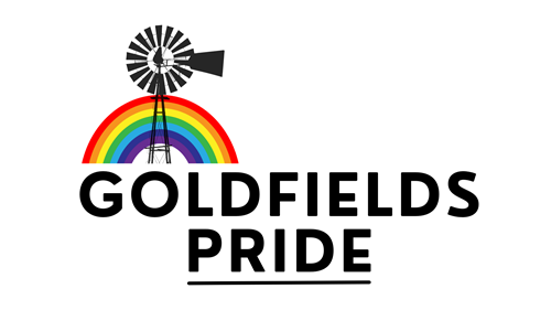 Rainbow + windmill graphic with text GOLDFIELDS PRIDE