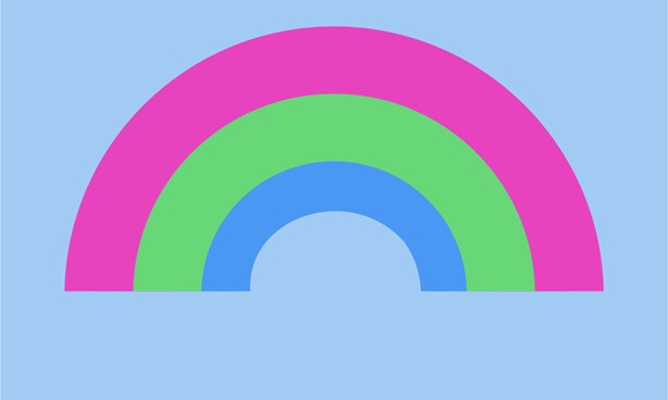 Polysexual Pride Flag against a pale blue background